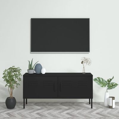 vidaXL TV skapītis, 105x35x50 cm, tērauds, melns