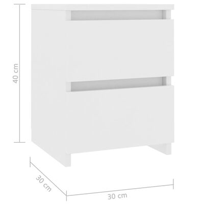 vidaXL naktsskapītis, 30x30x40 cm, balts, skaidu plāksne