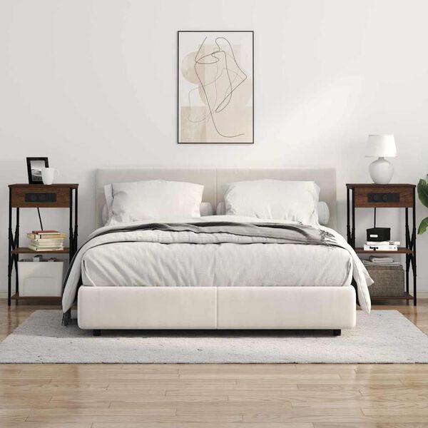 vidaXL Nakts skapītis ar plauktu 2 pcs Brūns ozols 41 x 31 x 76 cm