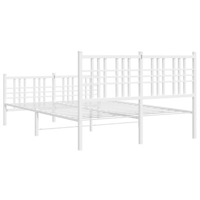 vidaXL gultas rāmis ar galvgali un kājgali, balts metāls, 140x200 cm