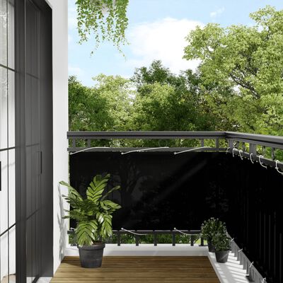 vidaXL balkona aizslietnis, melns, 75x1000cm, 100% poliestera oksforda