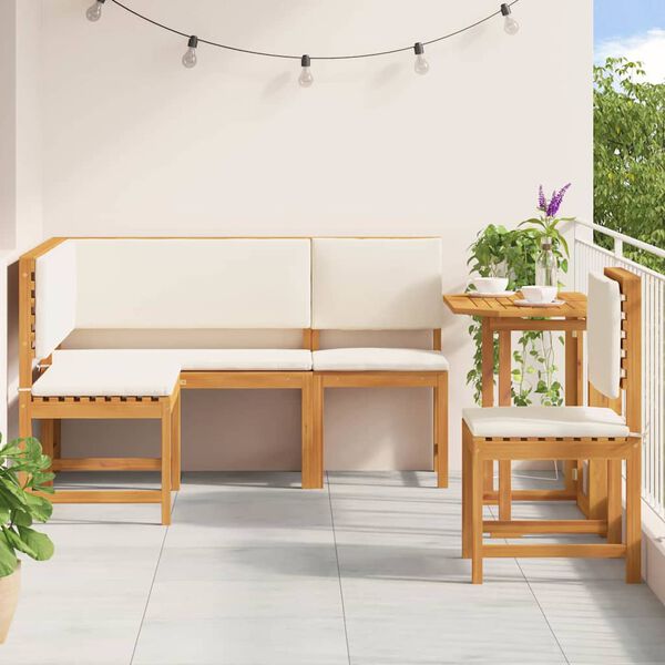 vidaXL Dārza sola komplekts 4 pcs Brūna Cietā akācijas koks