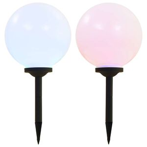 vidaXL sfēriskas āra LED solārās lampas, 2 gab., 30 cm, RGB