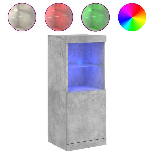 vidaXL kumode ar LED lampiņām, betona pelēka, 41x37x100 cm