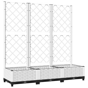 vidaXL dārza puķu kaste ar režģi, balts, 120x40x121,5 cm, polipropilēns (PP)
