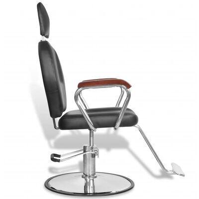 Profesionāls frizieru krēsls ar galvas atbalstu, melna mākslīgā āda