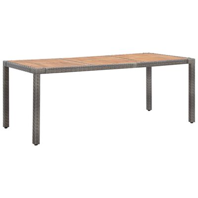 vidaXL dārza galds, 190x90x75 cm, PE rotangpalma, akācijas masīvkoks