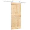 vidaXL Slīdo&scaron;ās durvis Dabisks un balts 85 x 210 cm Cieta priedes koks