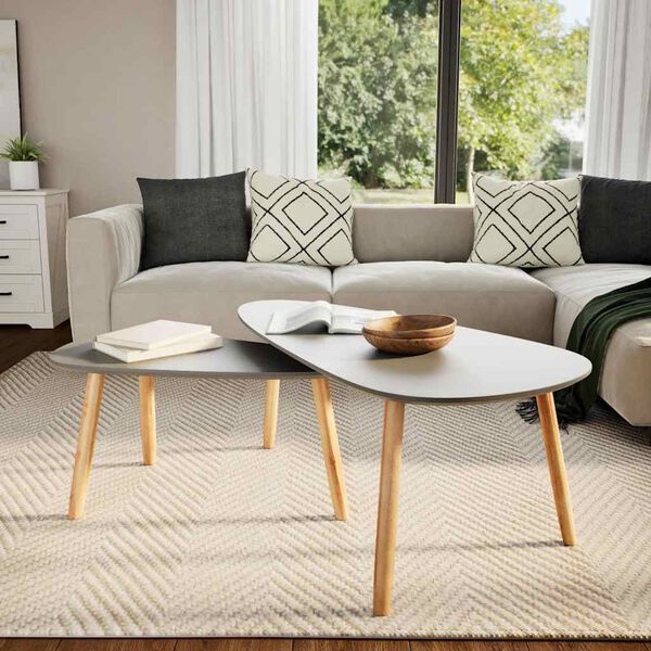 vidaXL kafijas galdiņi, 2 gab., priedes masīvkoks, pelēki