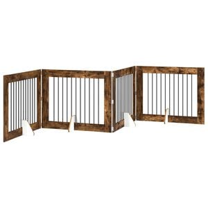 vidaXL Salokāms suņu vārti ar statīviem 4 pcs Kūpināts ozols 401 cm