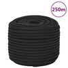 vidaXL laivu virve, melna, 14 mm, 250 m, polipropilēns