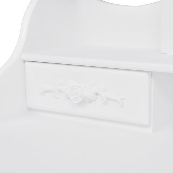 vidaXL spoguļgaldiņ&scaron; ar soliņu un 3 spoguļiem, balts