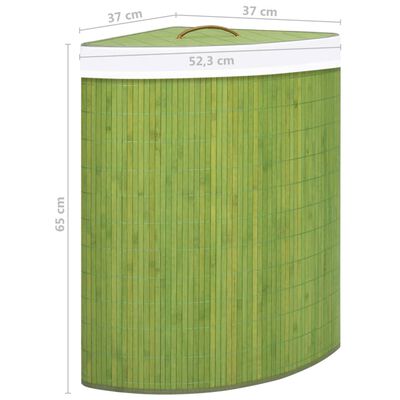 vidaXL stūra veļas grozs, zaļš, bambuss, 60 L