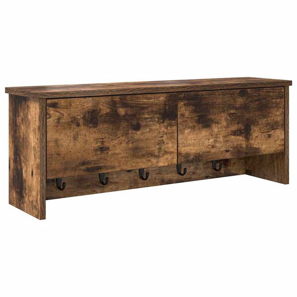 vidaXL Sienas pakaramais ar plauktu Dūmaka ozols 80 x 20 x 30 cm