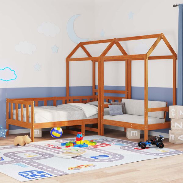 vidaXL Dienas gultas komplekts Vaska Brūns 90 x 200 cm