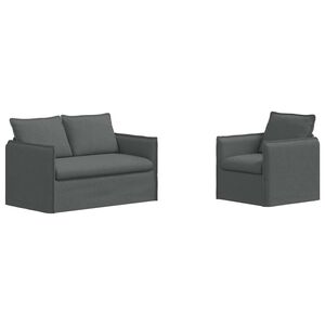 vidaXL Dīvānu komplekts 2 pcs Tum&scaron;i pelēks 196 x 82 x 85 cm audums
