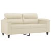 vidaXL trīsdaļīgs dīvānu komplekts, spilveni, krēmkrāsas mākslīgā āda