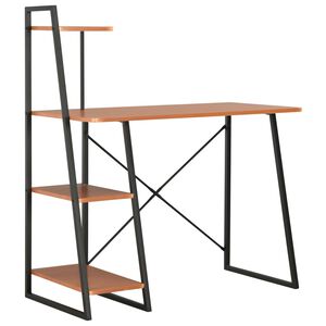 vidaXL rakstāmgalds ar plauktiem, melns un brūns, 102x50x117 cm
