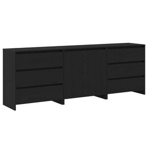 vidaXL Puse 3 gab. Melna 70 x 41 x 75 cm Inženierijas koks