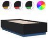 vidaXL gultas rāmis ar LED, melns, 75x190 cm, inženierijas koks