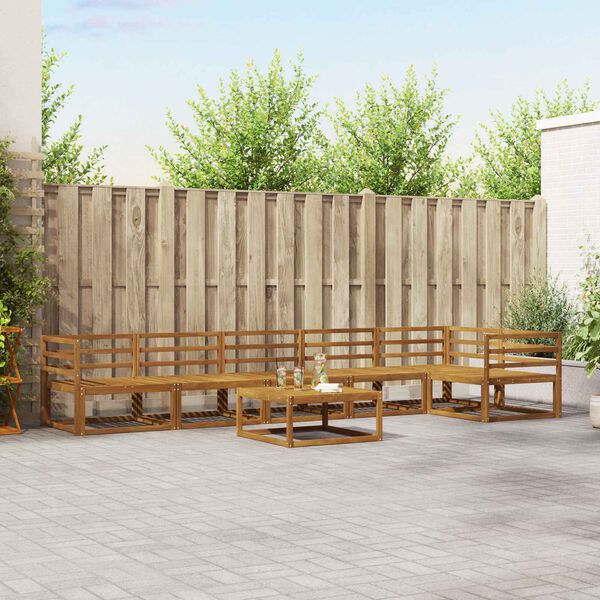 vidaXL Āra dīvānu komplekts 7 pcs Dabiska Cietā akācijas koks