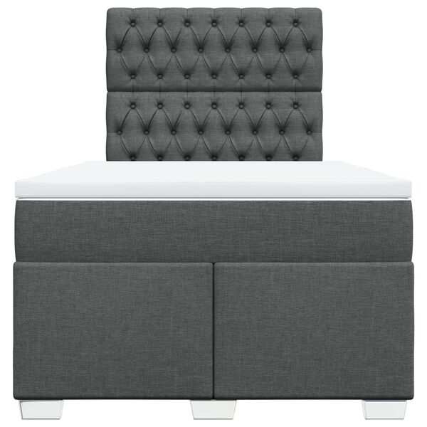 vidaXL atsperu gulta ar matraci, tum&scaron;i pelēka audums, 120x200cm