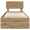 vidaXL Gultas rāmis Mākslīgā ozola 90 x 200 cm Ciets priedes koks
