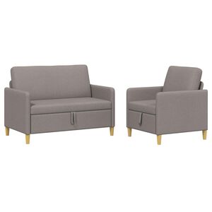 vidaXL Dīvānu komplekts ar glabātuvi 2 gab. Pelēkbrūna Poliesters