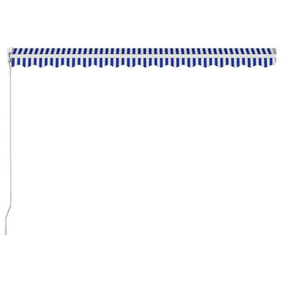 vidaXL manuāli izvelkama markīze, 450x300 cm, zila ar baltu