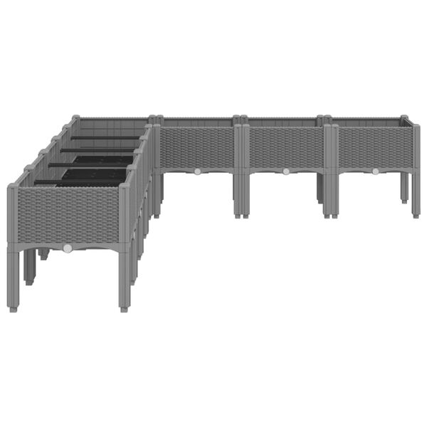 vidaXL dārza puķu kaste ar kājām, gaiši pelēka, 200x160x42 cm, PP