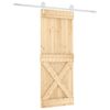 vidaXL Slīdo&scaron;ās durvis Dabisks un balts 90 x 210 cm Priedes masīvkoks