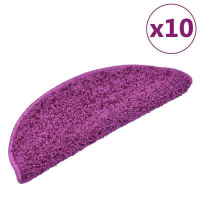 vidaXL kāpņu paklāji, 10 gab., 65x21x4 cm, violeti