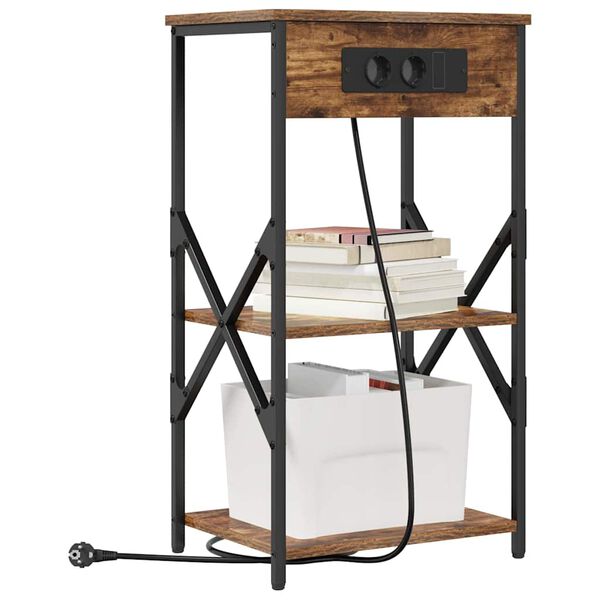 vidaXL Nakts skapītis Dūmaka ozols 41 x 31 x 76 cm Inženierijas koks