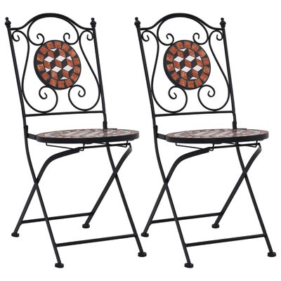 vidaXL bistro krēsli, 2 gab., mozaīkas apdare, brūna keramika