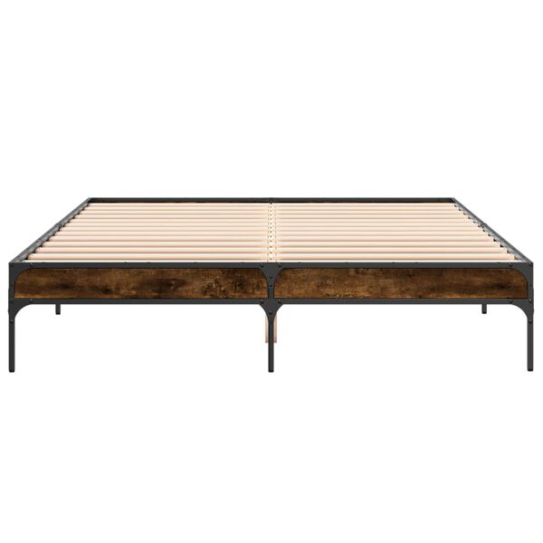 vidaXL gultas rāmis, ozola krāsā, 140x200cm, inženierijas koks, metāls