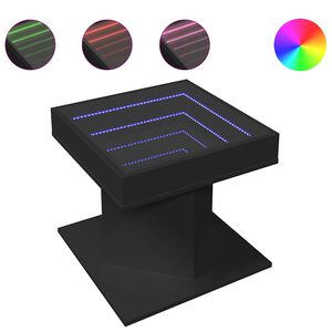 vidaXL kafijas galdiņ&scaron; ar LED, melns, 50x50x45 cm, inženierijas koks