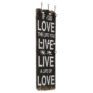 vidaXL drēbju pakaramais LOVE LE, 120x40 cm, 6 āķī&scaron;i