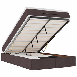 vidaXL Osmaņu gultas rāmis ar matrača tum&scaron;i brūns 120x200 cm audums