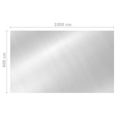 vidaXL baseina pārklājs, 1000x600 cm, taisnstūra, PE, sudraba krāsa