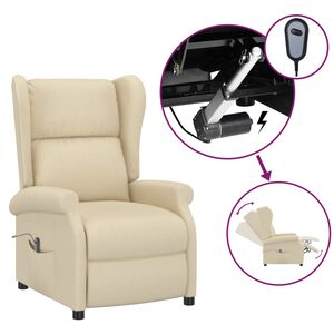 vidaXL elektrisks atpūtas krēsls, atgāžams, krēmkrāsas audums