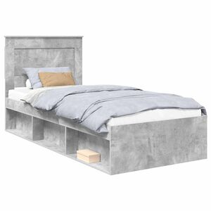 vidaXL Gultas rāmis Betona pelēks 75 x 190 cm Ciets priedes koks