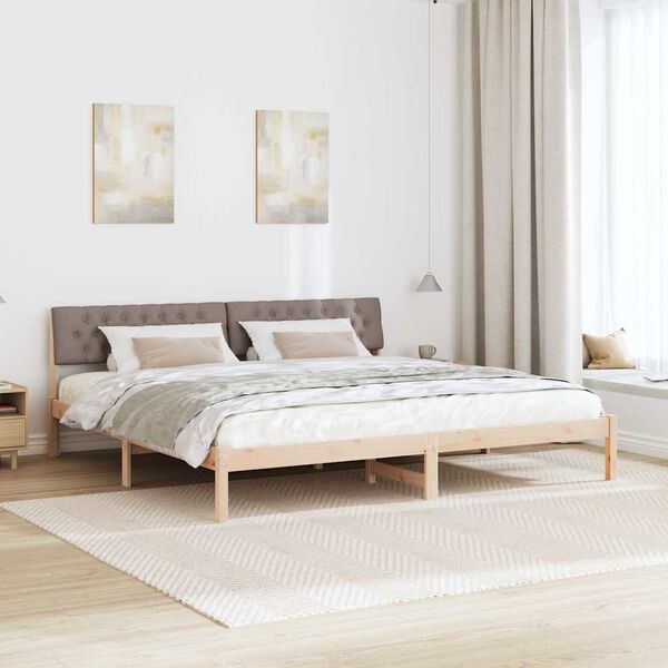 vidaXL Gultas rāmis Braun un taupe 200 x 200 cm Priedes masīvkoks