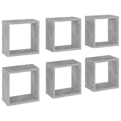 vidaXL kuba formas sienas plaukti, 6 gab., betona pelēki, 26x15x26 cm