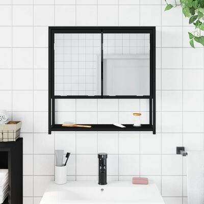 vidaXL vannasistabas spoguļskapītis, melns, 60x16x60 cm