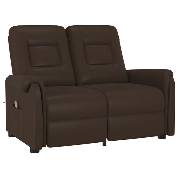 vidaXL divvietīgs masāžas krēsls, brūna mākslīgā āda