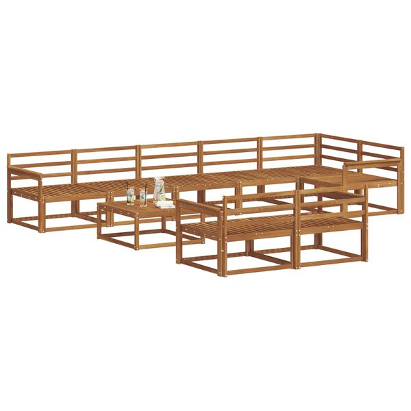 vidaXL Āra dīvānu komplekts 9 pcs Dabiska Cietā akācijas koks