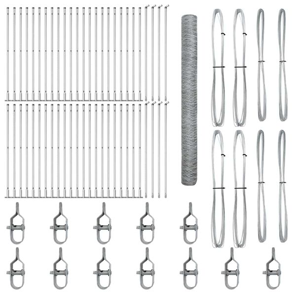 vidaXL Žogs ar stabiem. Sudraba 1.5 x 100 m PVC pārklāts tērauds