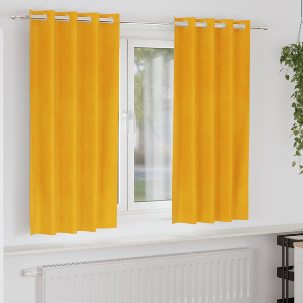vidaXL Aptum&scaron;ojo&scaron;ie aizkari 2 pcs Sinapsu dzeltena 140 x 175 cm Samts