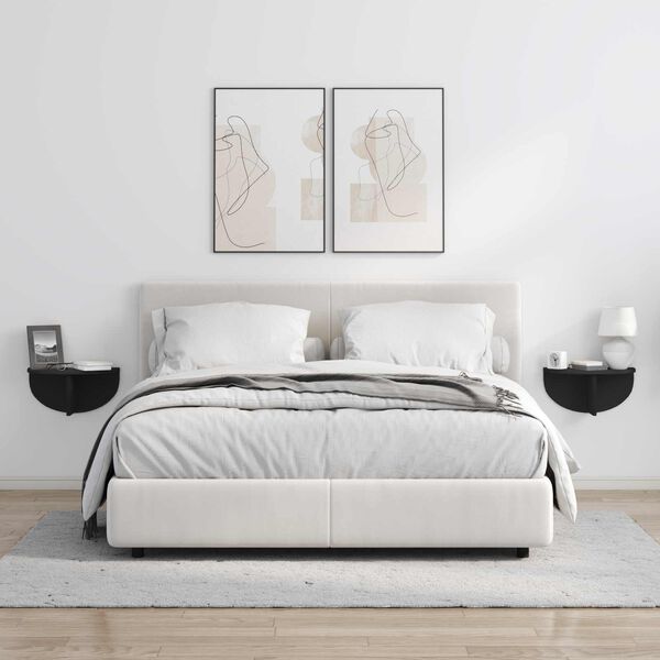 vidaXL Sienas plaukts 2 pcs Melna 38 x 19 x 19 cm Inženierijas koks