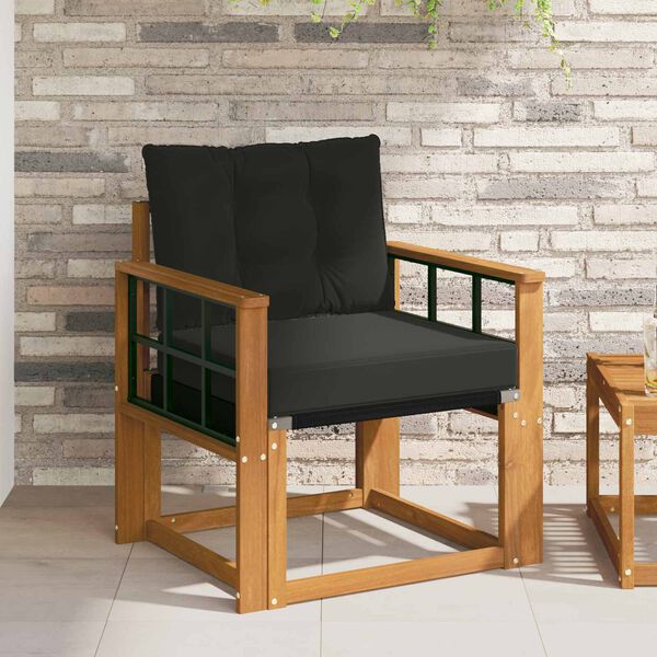 vidaXL 2 Gabals Āra dīvānu komplekts Cieta akācijas koks un tekstilēns